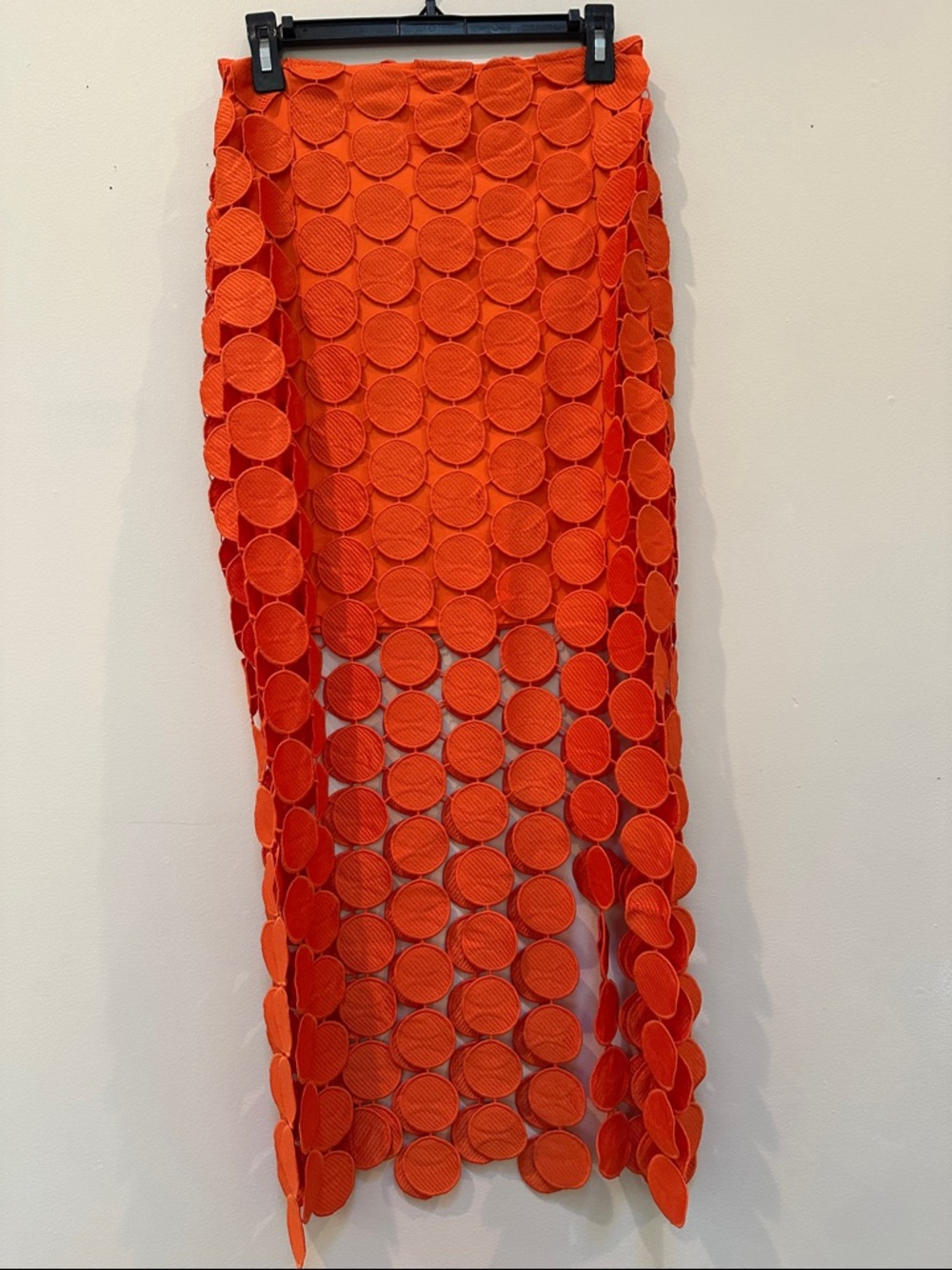 Bright Orange Circle-Appliqué Maxi Skirt - Picture 2 of 4